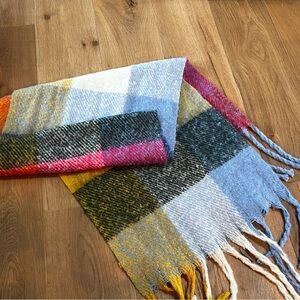 Marine Layer Plaid Fringe Scarf